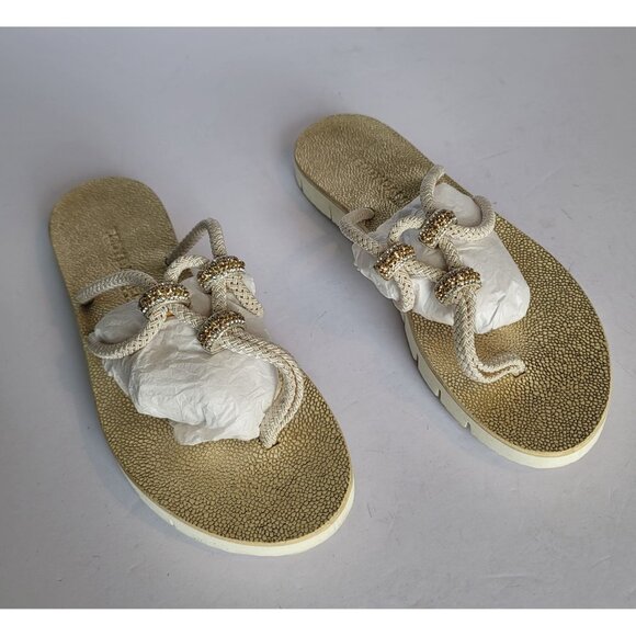 Eddy Danielle Flip-Flop Gold Tone With Rope Strap Design. Size 9 - Picture 4 of 4